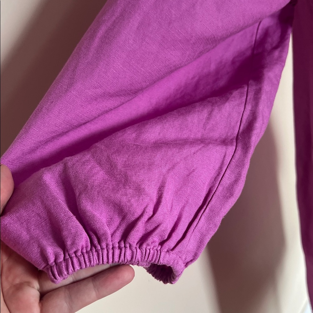 LOFT Orchid Purple Linen-Viscose V-Neck Tunic Dress - Size Large - Picture 5 of 11